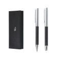 Pen de acero inoxidable de lujo logotipo personalizado de bolsillo de fibra de carbono negro con caja de regalo perfecta para hombres mujeres